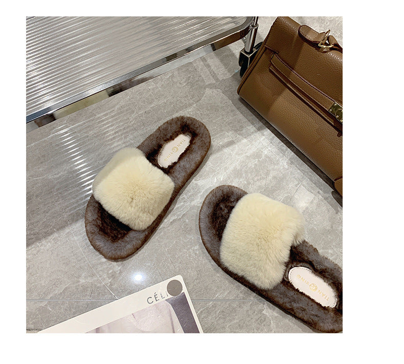 Women's New Flat Bottomed Casual Wool Slippers