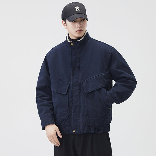 Retro Heavyweight Cotton Warm Stand-collar Jacket