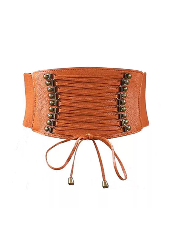 Women's Nail Elastic Imitation Leather Wide Belt Leisure All-matching Strap Waist Seal