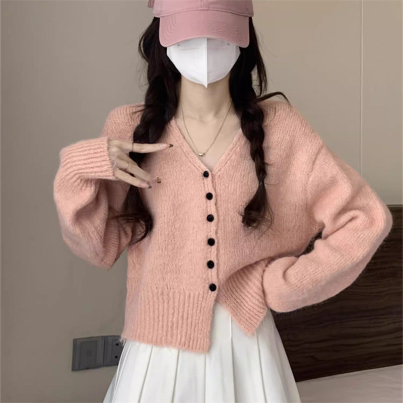 Knitwear Outer Wear Cardigan Solid Color Women's Sweater