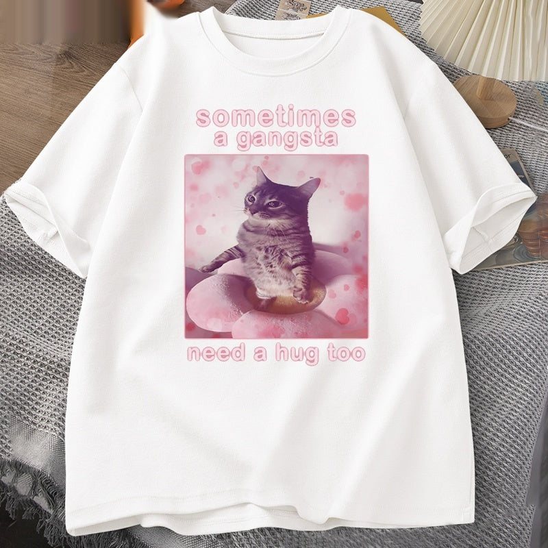 Summer Loose Short Sleeves T-shirt Men's And Women's Round Neck