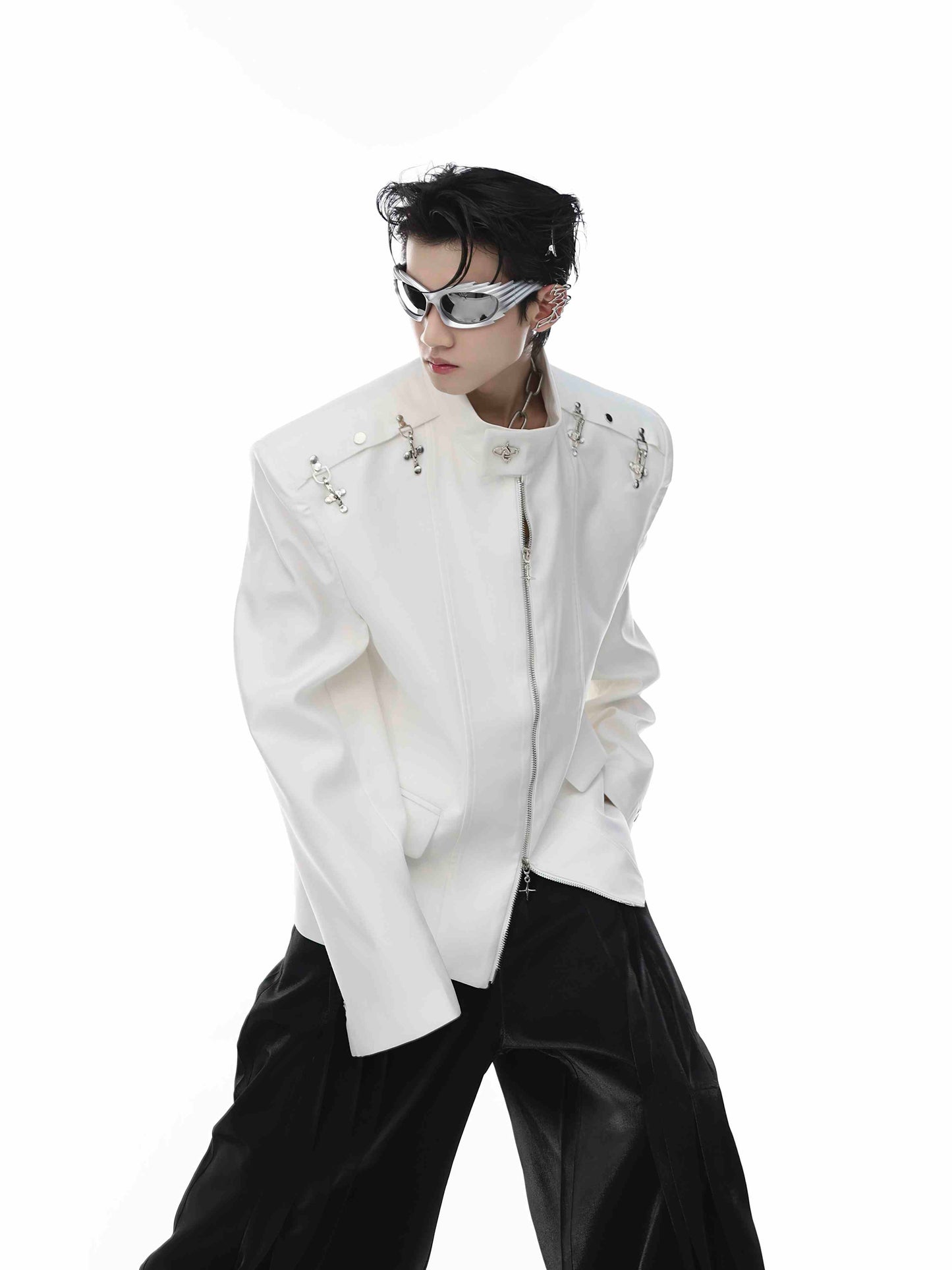 Suit Jacket Half Turtleneck Padded Shoulder
