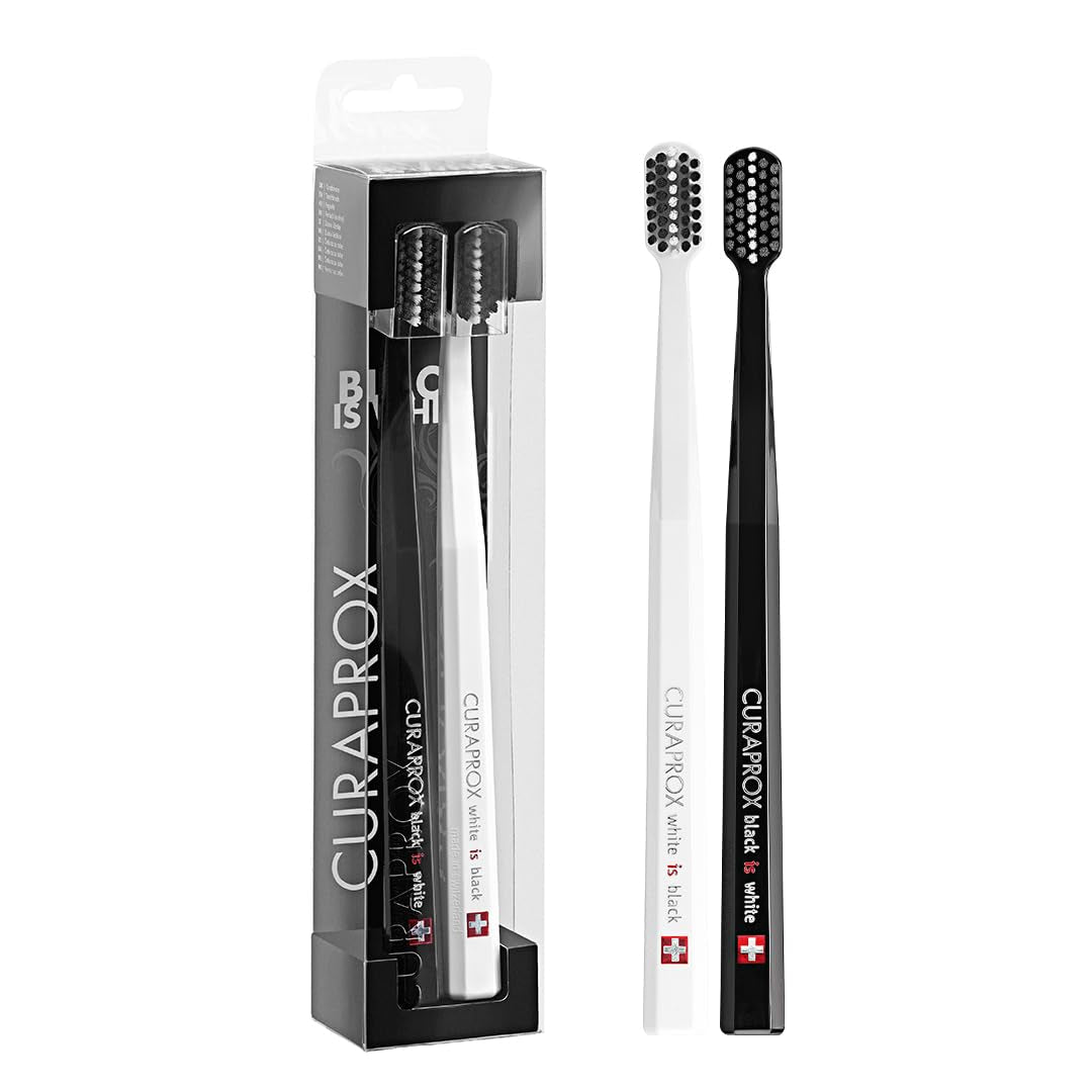 Toothbrush Duo – for Adults | Stylish Black Toothbrushes with Ultra-Soft Filaments | Whitening-Friendly | Black | 2-Pack
