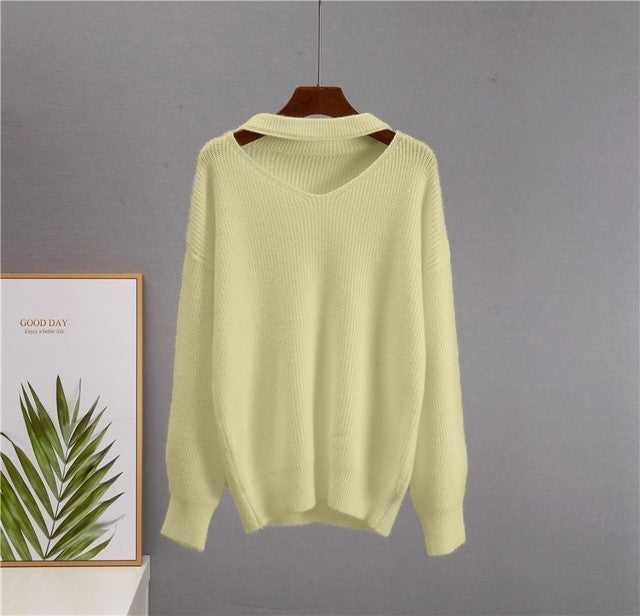 Women's Simple Solid Color Knitted Sweater
