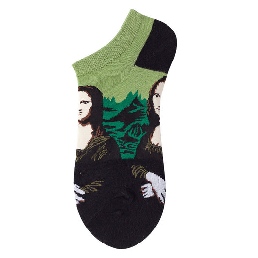 Women's Shallow Mouth Oil Painting Avocado Socks