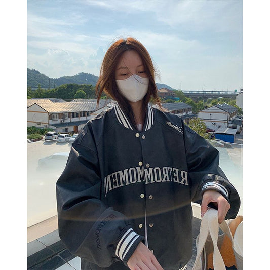 Women's American Style Retro Vintage Baseball Jacket