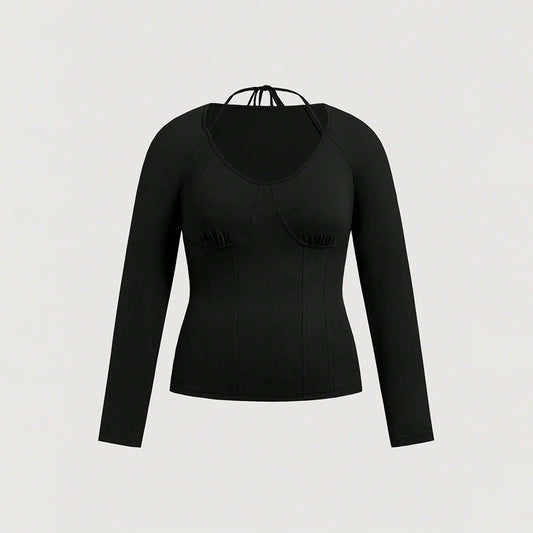 Slim Fit Elegant Square Neck Women's Top