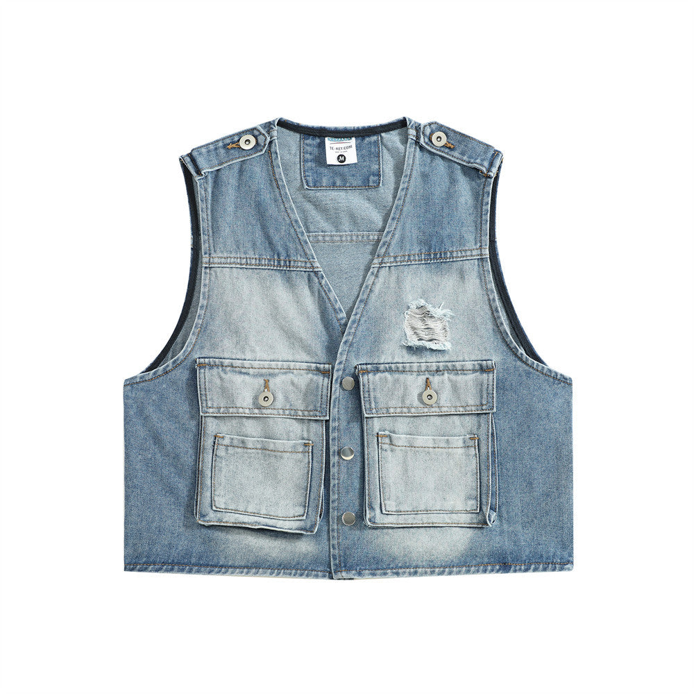 Fashion Street Functional Hole Frock Vest Male