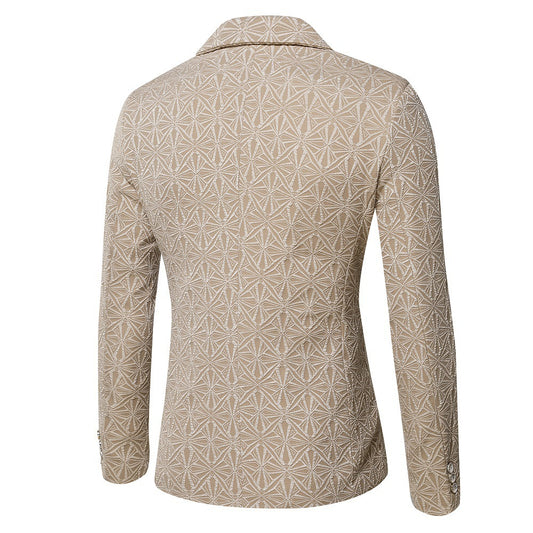 Mens Korean-style Slim-fit Single Jacquard Jacket For Young
