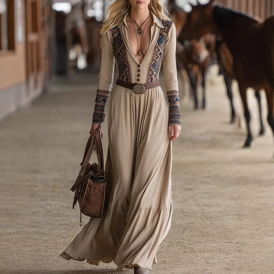 European And American-style Ethnic Tribal Cotton Vintage Dress