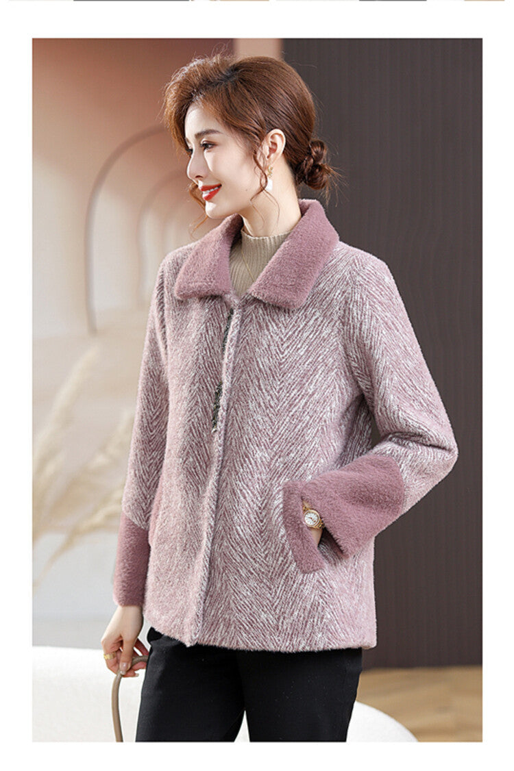 Mom Clothes Fleece Padded Coat Middle-aged And Elderly Women's Cotton-padded Jacket