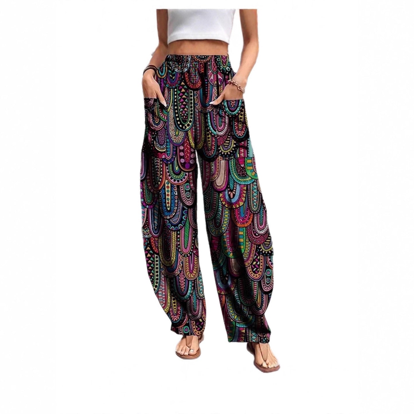 Women's Holiday Casual Full-body Printed Loose Lantern Pants