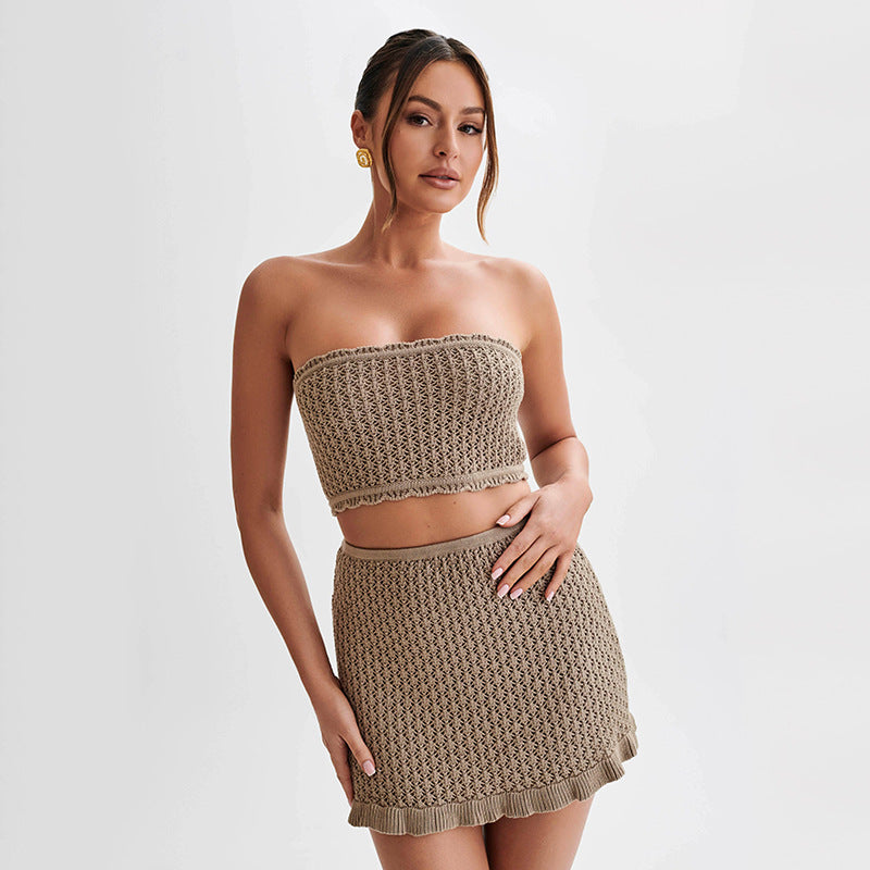 Sexy Hollow-Out Knitted Long-Sleeve Beach Dress Bikini