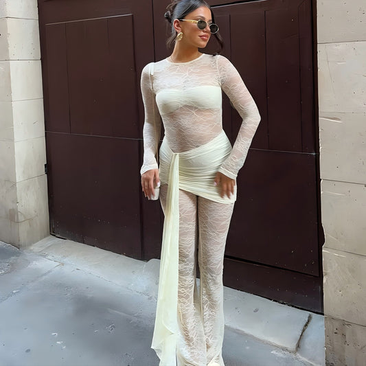 Sheer Blonde Sexy Ribbet Slank Jumpsuit