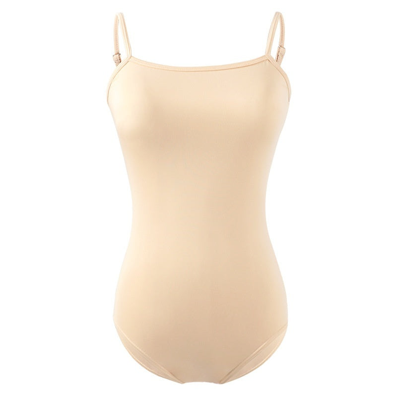 Female Ballet Dance Bottoming Shirt Flesh Color Sleeveless Jumpsuit