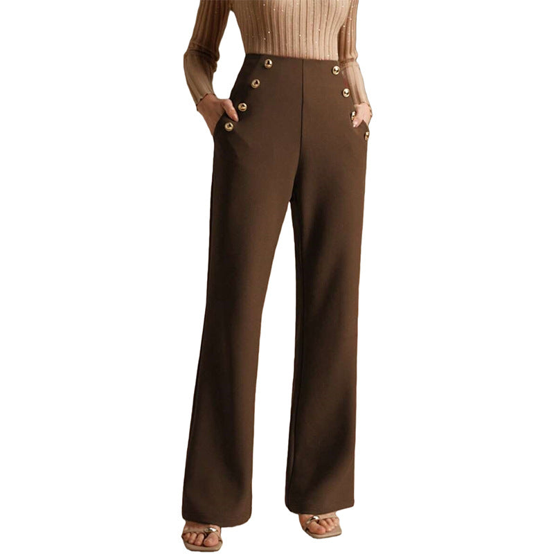 High Waist Flared Air Slimming Draped Pants Women