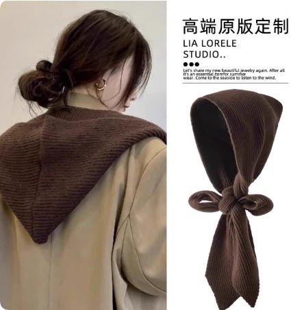 Women's Winter Hooded Scarf neck Warmer In Solid Color