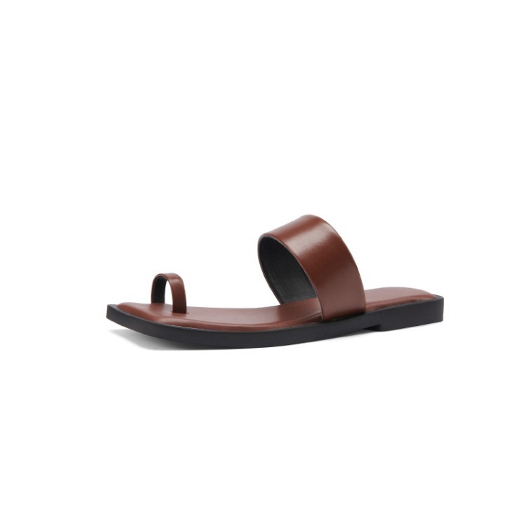 Solid Color Word With Simple Flat-bottomed Women's Sandals And Slippers