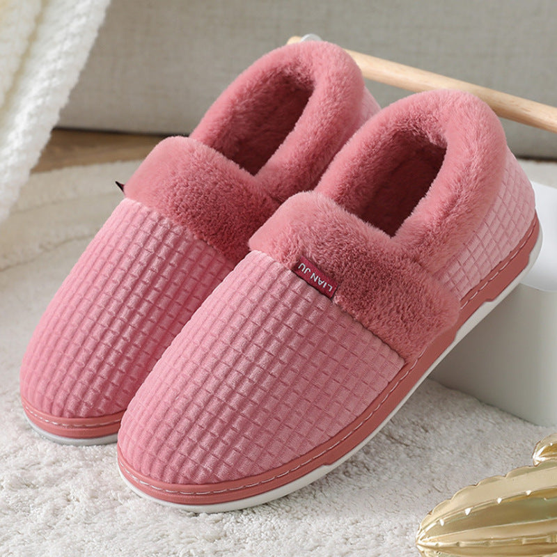 Large-size Warm Thick-soled Flat-bottom Outer Wear Plus Fleece Cotton Shoes