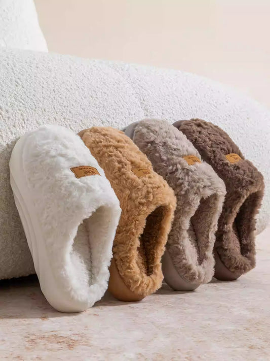Womens Plush Thick Soled Cotton Slippers Warm Non Slip Perfect For Indoor Home Wear