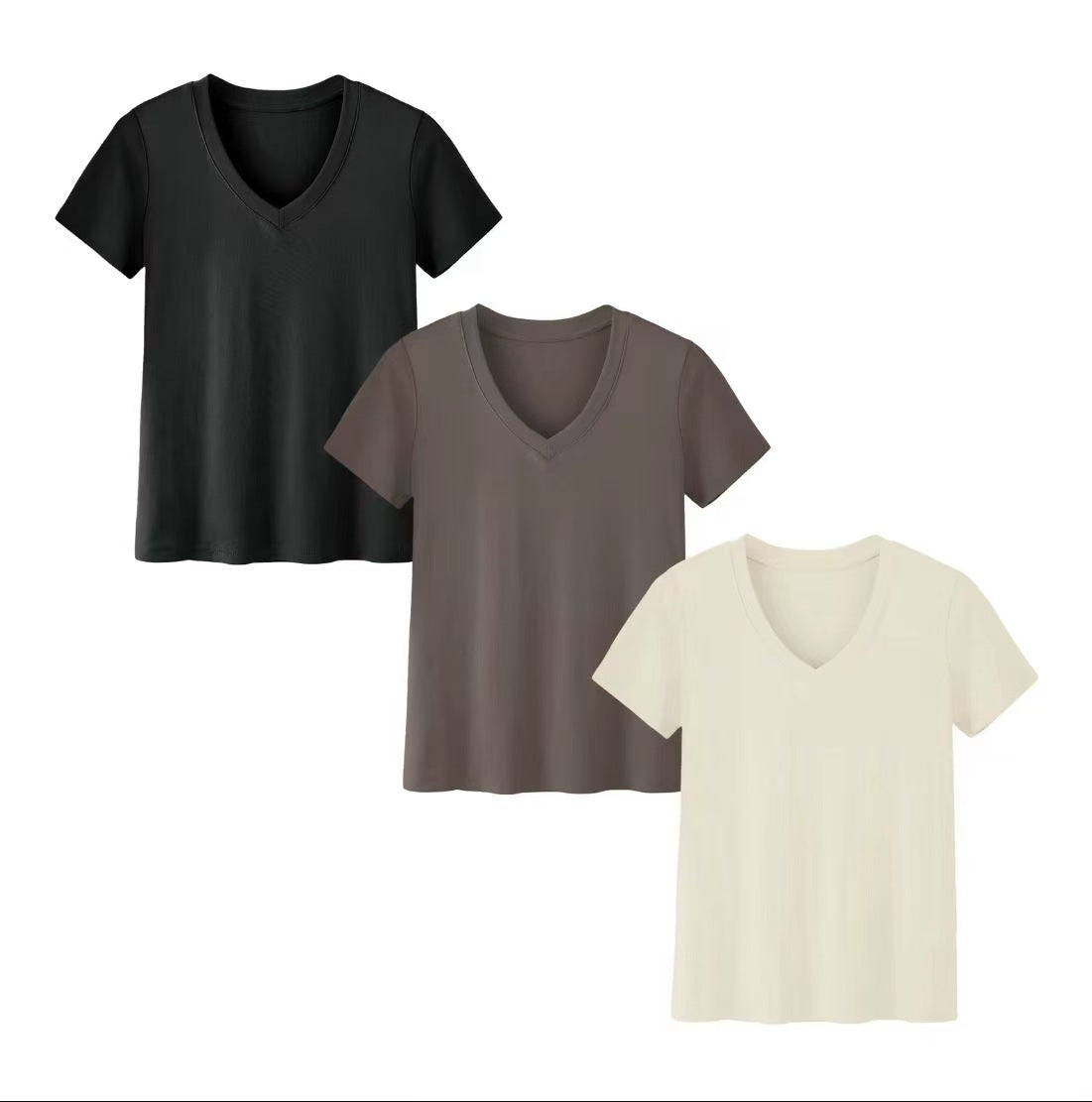 Loose Short-sleeved Top Combination Solid Color Women's Clothing