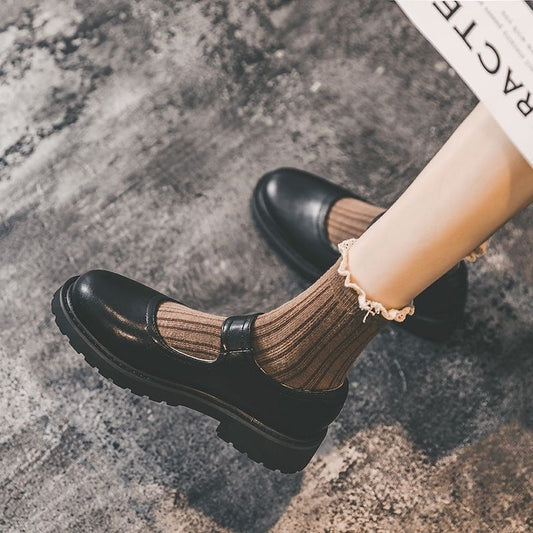 Womens French-style Mary Jane Shoes With Chunky Heels