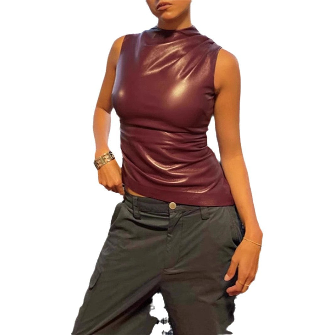 Stylish Fitted Waist Asymmetrical Hem Sleeveless Top Slim-fit New Design Vest