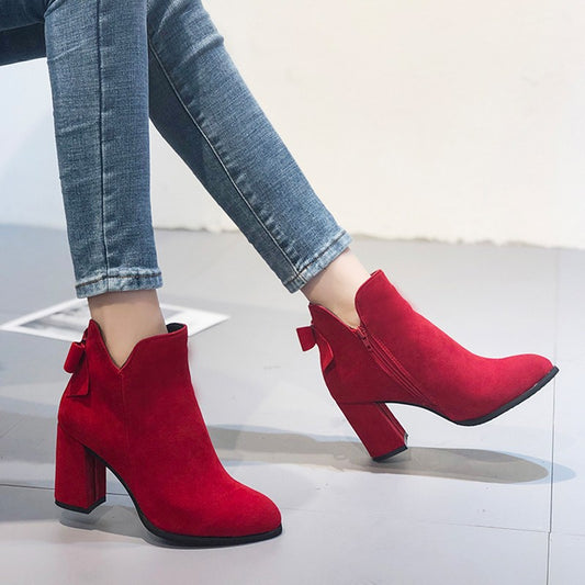 Plush Martin Boots Red Bridal High Heel Wedding