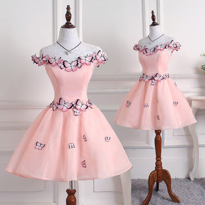 Women's Butterfly Solid Color Colored Mesh Dress