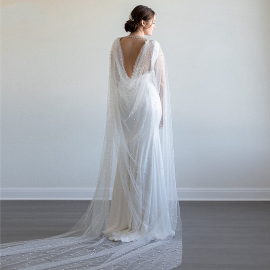 Bridal Cloak White In Thin Section Mesh Stage
