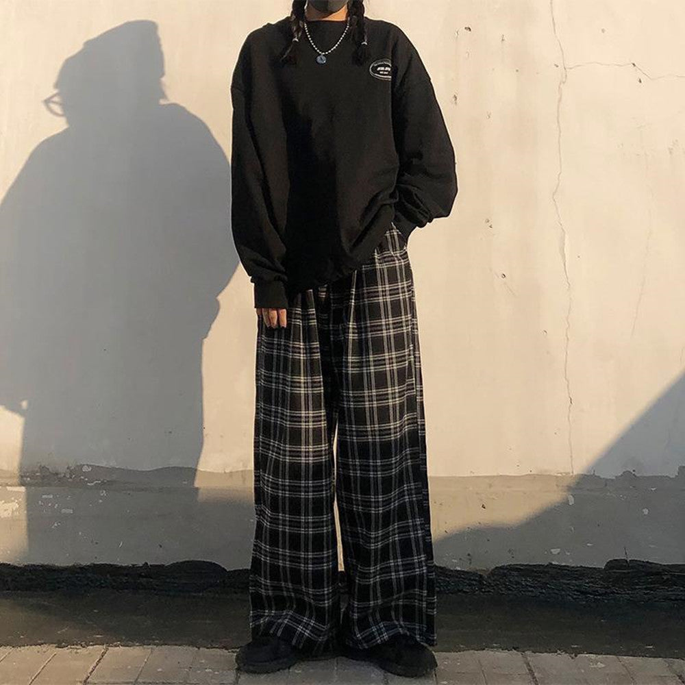 Women's Plus Size Fleece Plaid Sports Pants