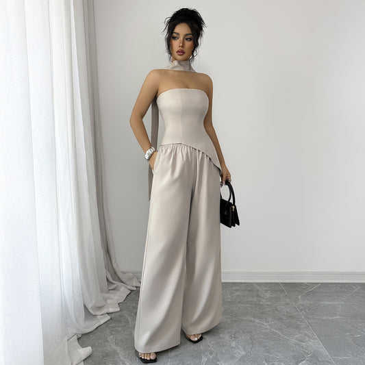 An Elegant And Sophisticated Midriff-baring Top And Bottom Set