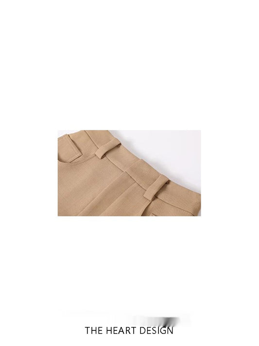 Women's Spring And Summer Retro Khaki Suit Shorts