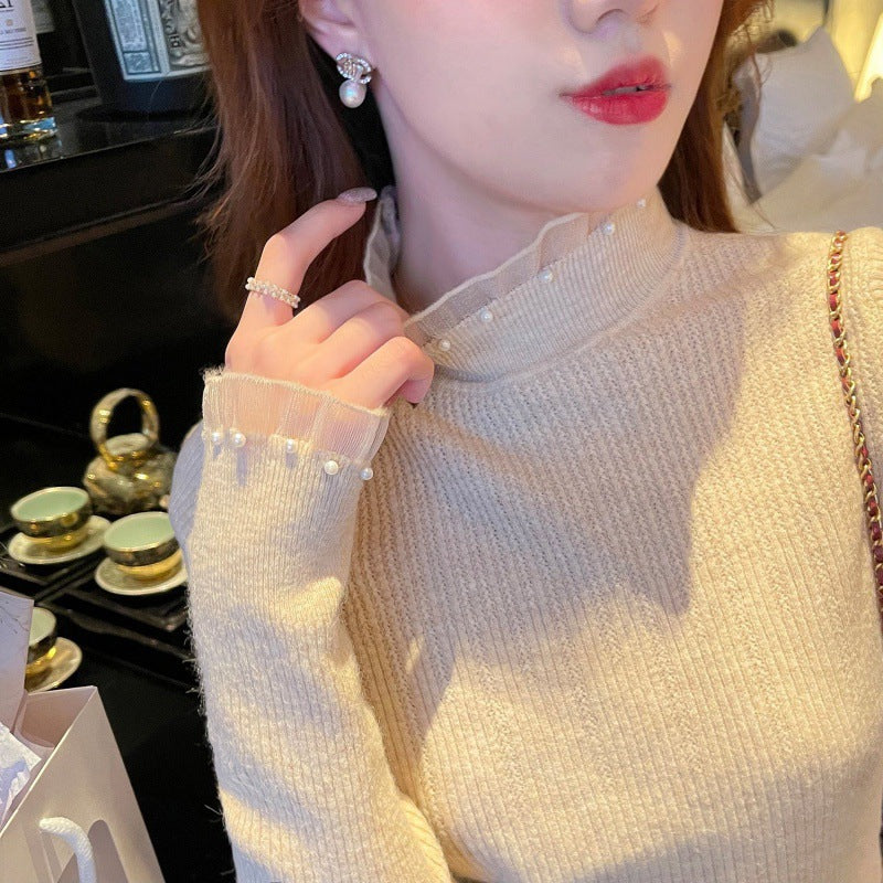 Sensual Semi-high-neck Knit Top