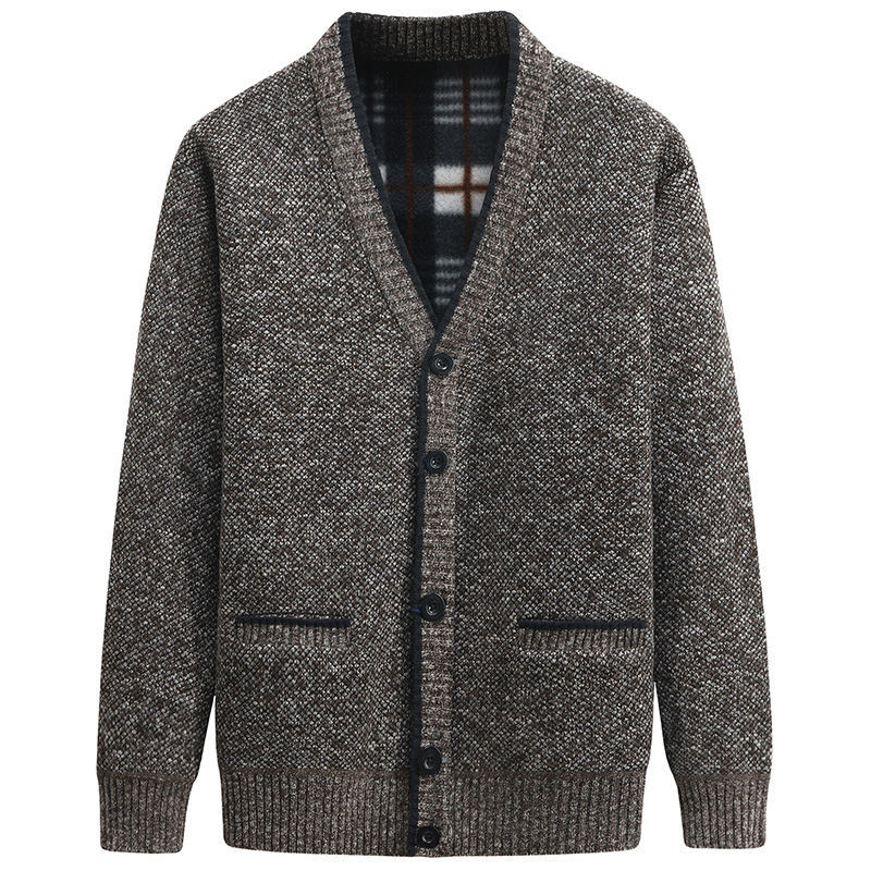 Men's Thickened Fashion Cardigan Sweater V-neck Slimming