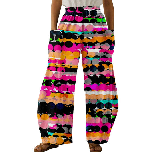 Women's Fashionable Printed Double-pocket Trousers