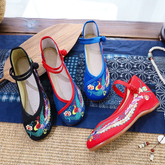 Beef Tendon Bottom Embroidered Cotton Shoes Shallow Mouth Ethnic Style