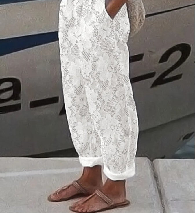 Fashion Lady Lace Solid Color Casual Pants