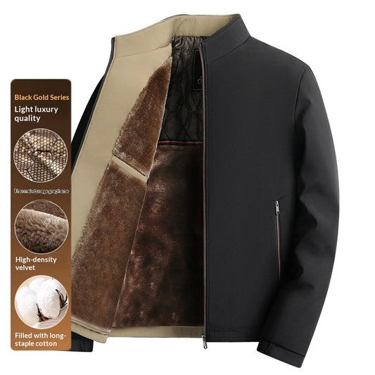 Business Casual Fleece Lined Jacket For Middle Aged