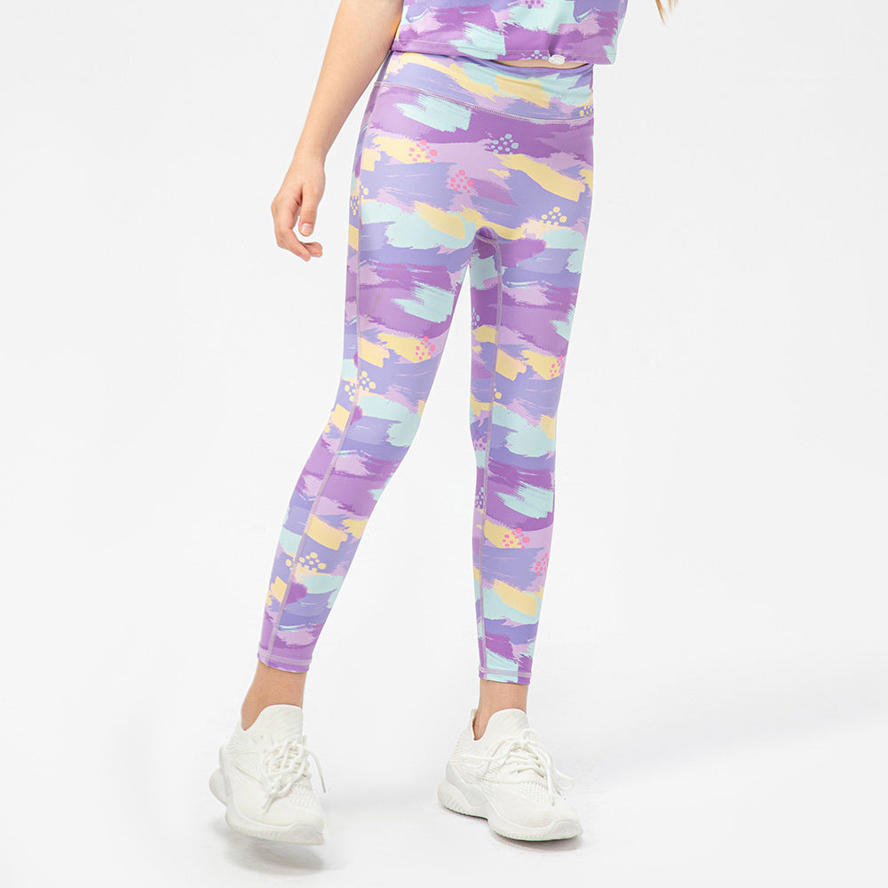 Girls' Tight Trousers Graffiti Printing Running