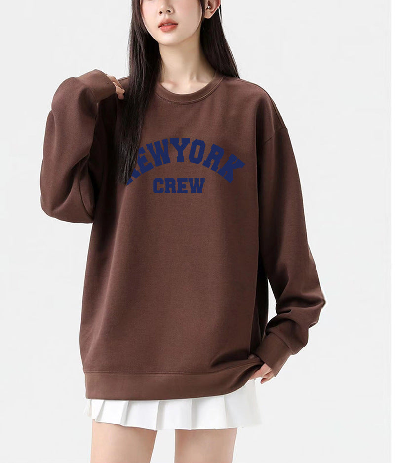 Printet Plysset Løstsiddende Sweater Til Kvinder