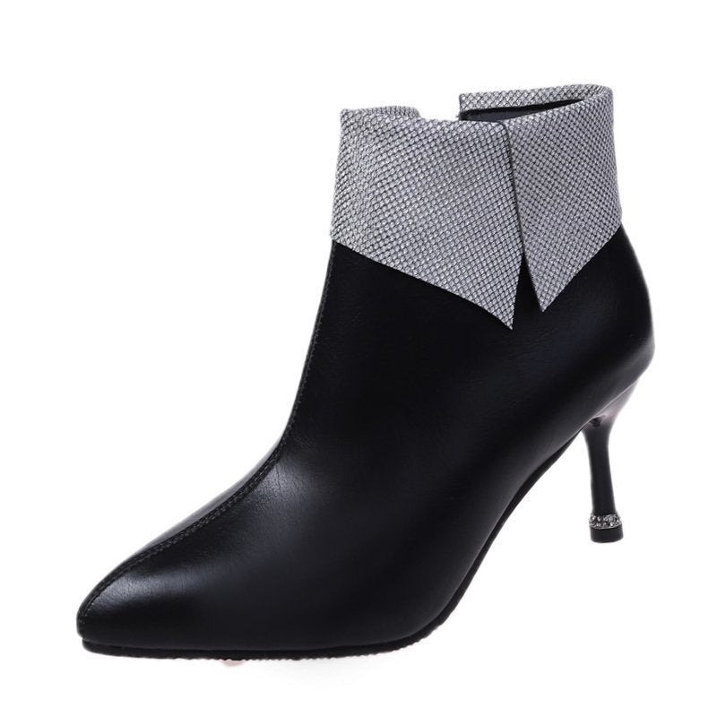 Women's Pointed Side Zipper Stiletto Ankle Boots