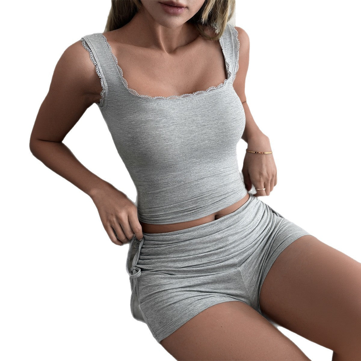 Sexy Chic Lace Camisole And Shorts Set