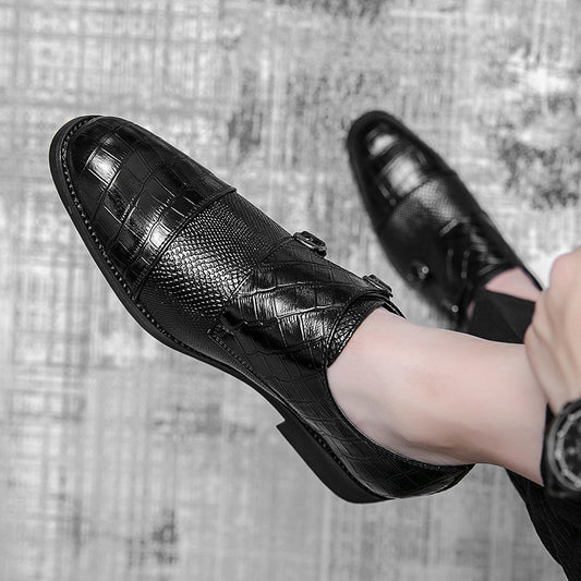 Double Buckle Plus Size Business Men's Casual Leather Shoes