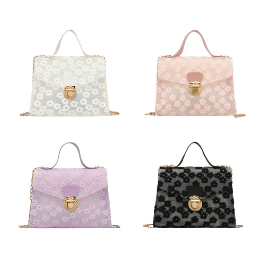 Embroidered Portable Daisy Small Square Bag
