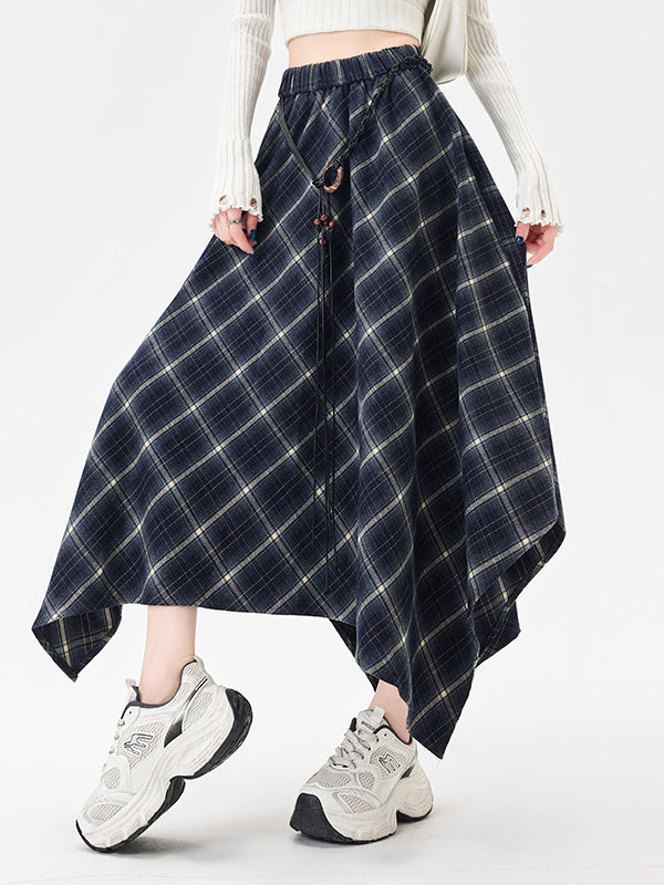 Uregelmæssig plaidnederdel til damer - retro-plaid
