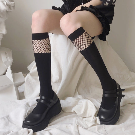 One-piece Stitching Fishnet Stockings Calf Socks