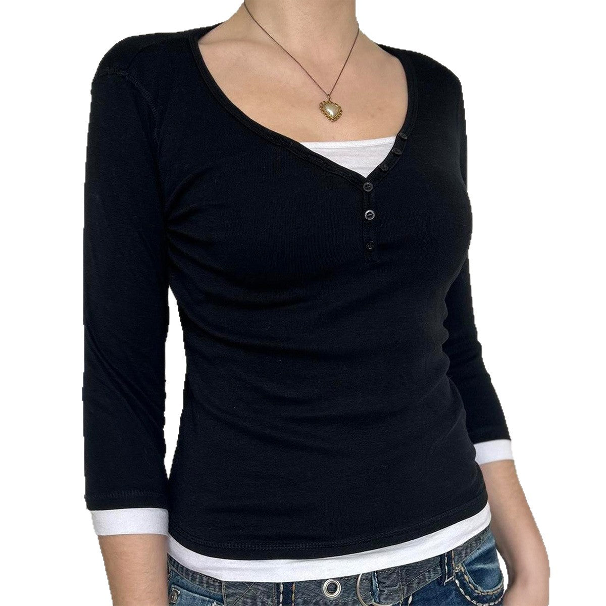 Minimalistisk Langærmet Undertrøje T-shirt til Kvinder