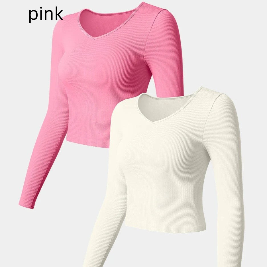 V-neck Long-sleeved T-shirt Comfort Yoga Sports T-shirt