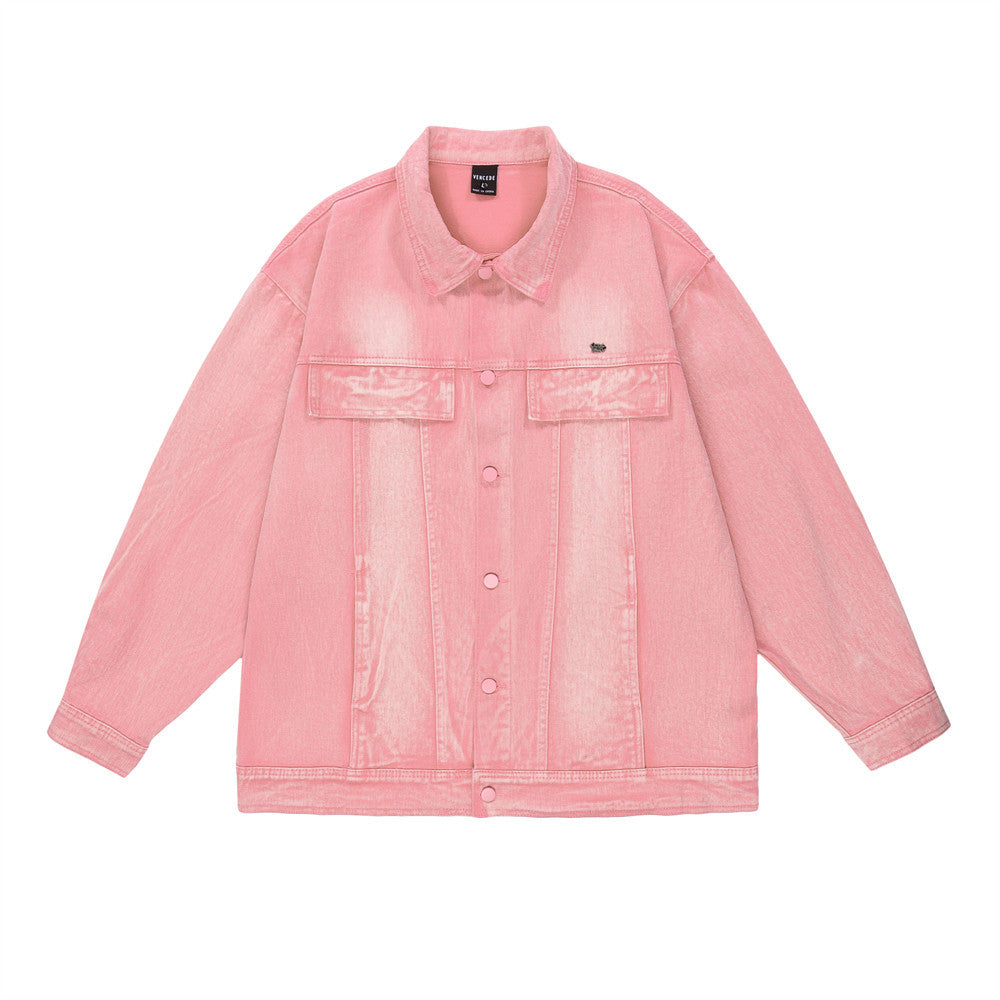 All-match Washed Vintage Washed Lapel Workwear Jacket American Casual